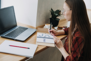 Woman creating 2024 health checklist