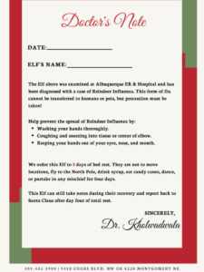 Elf on the Shelf Doctor's Note 