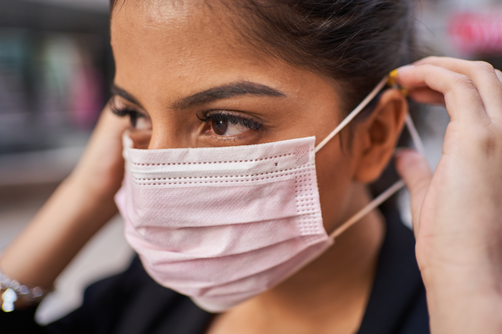 Lady with mask has Long COVID