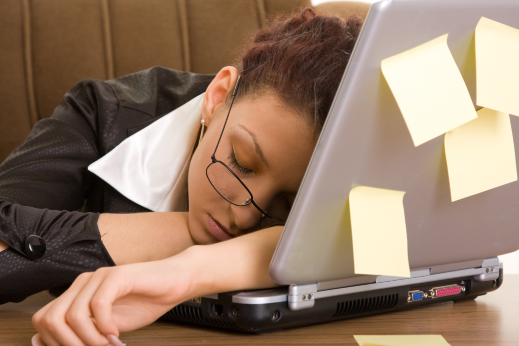 lady asleep at desk