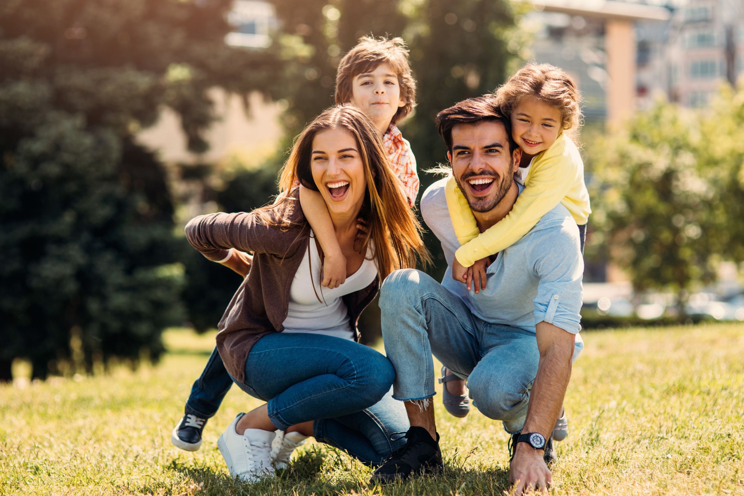 healthy and safe family at the park